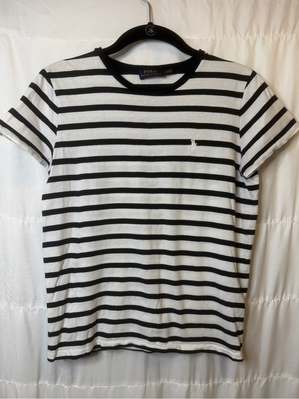 Ralph Lauren Black and White Striped Crew Tee size SP small petite